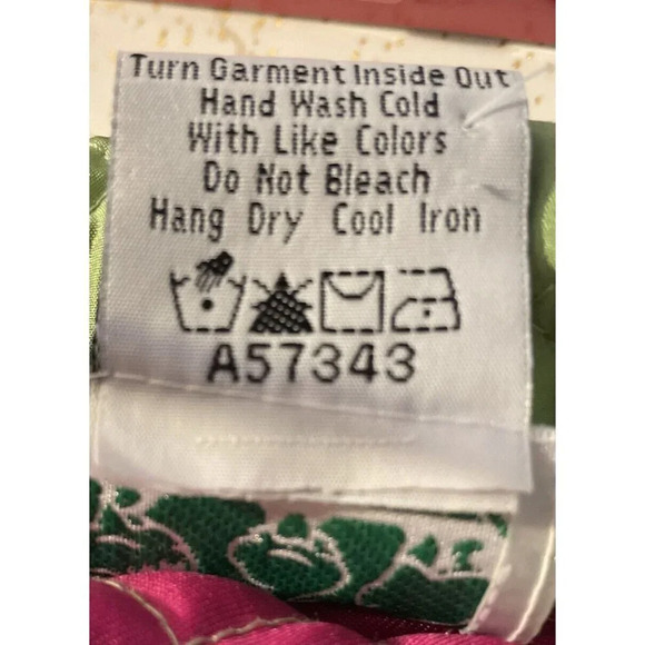 Quacker Factory Small Green Pink Quilted 100% Silk Jacket Coat Full Zip NEW - Picture 8 of 8